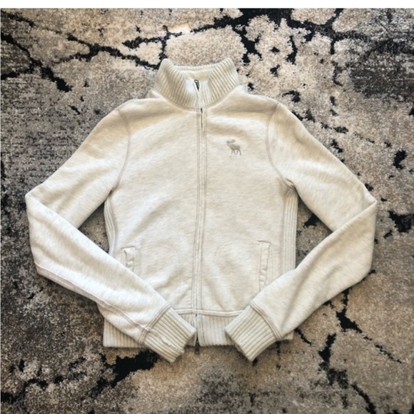 Abercrombie and Fitch cream sherpa long sleeves cotton jacket comfy large - Picture 11 of 11
